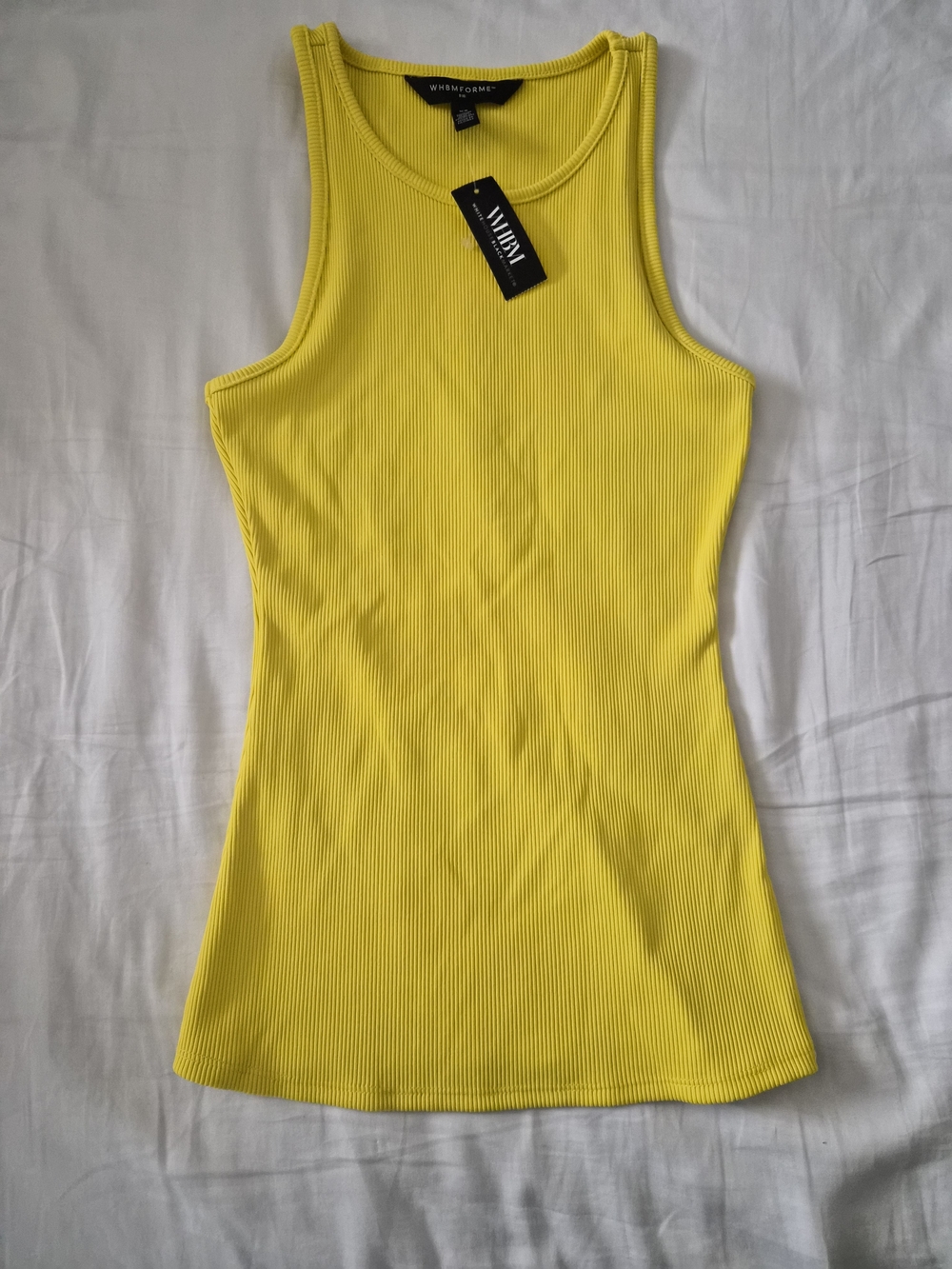 White House Black Market Yellow Ribbed Tank